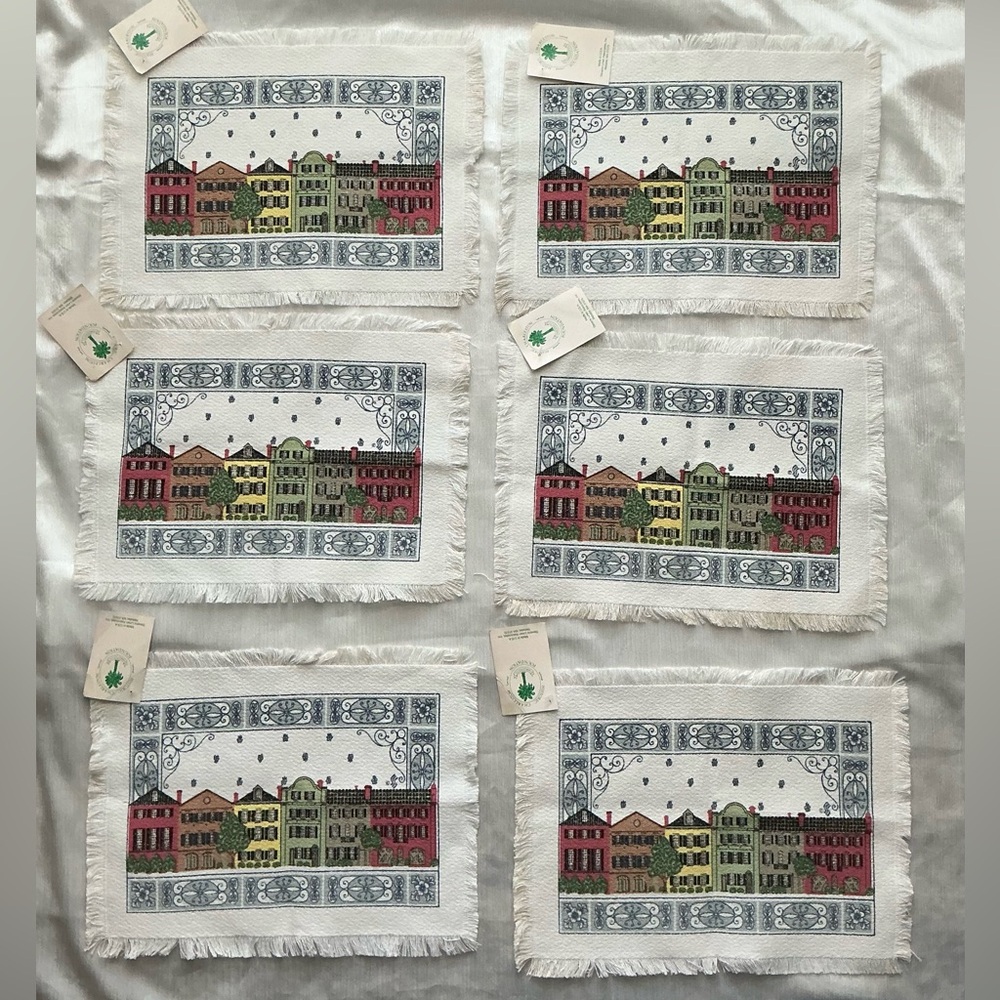 NEW Set of 6 Historic Charleston Foundation Rainbow Row District USA Placemats